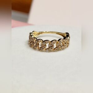 Pavé Diamond Cuban link ring 18K solid gold